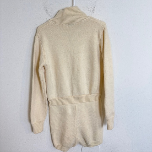 Zara Off-White Knit button front Long Sleeve Romper - Picture 5 of 6